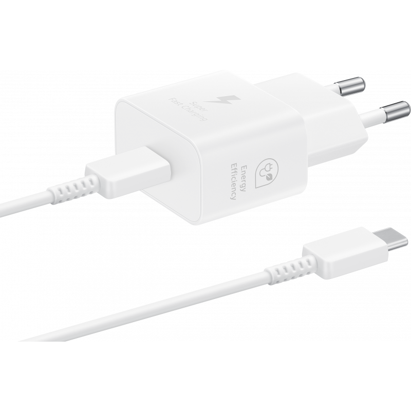PUNJAČ SAMSUNG 25W, 3A, 1xUSB-C, sa USB-C kabal, White